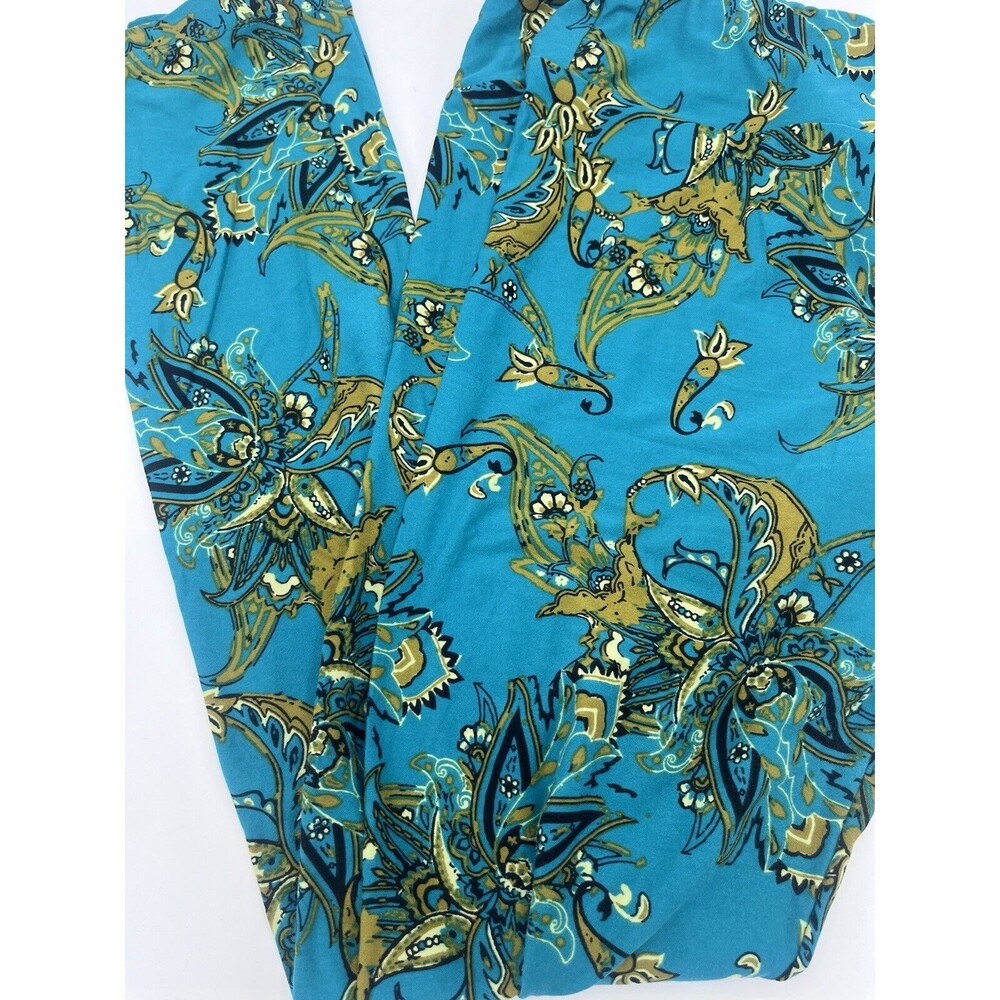 Womans Tall & Curvy LULAROE Leggings Graphic Blue Flowers Paisley NEW T&C